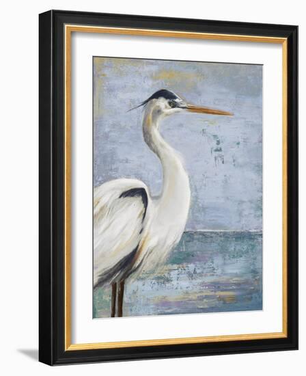 Blue Heron On Blue I-Patricia Pinto-Framed Art Print