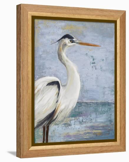 Blue Heron On Blue I-Patricia Pinto-Framed Stretched Canvas