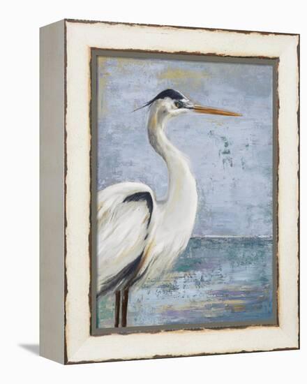 Blue Heron On Blue I-Patricia Pinto-Framed Stretched Canvas