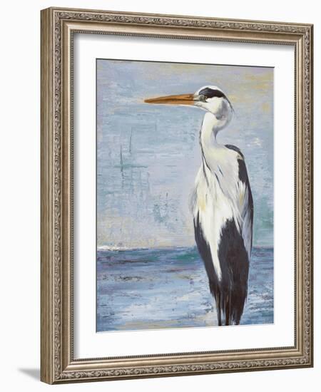 Blue Heron On Blue II-Patricia Pinto-Framed Art Print