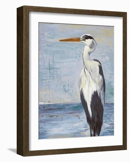 Blue Heron On Blue II-Patricia Pinto-Framed Art Print