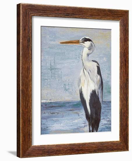 Blue Heron On Blue II-Patricia Pinto-Framed Art Print