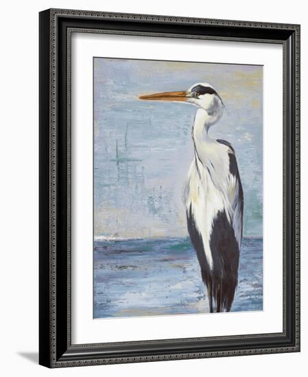 Blue Heron On Blue II-Patricia Pinto-Framed Art Print