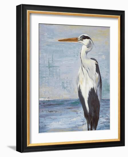 Blue Heron On Blue II-Patricia Pinto-Framed Art Print