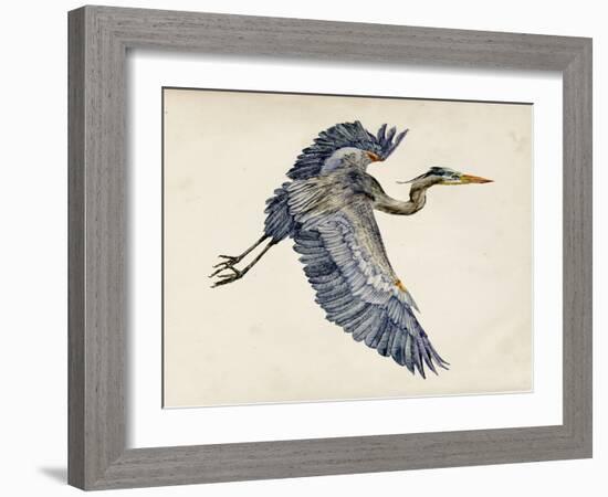 Blue Heron Rendering IV-Melissa Wang-Framed Art Print