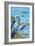 Blue Heron - Vero Beach, Florida-Lantern Press-Framed Art Print