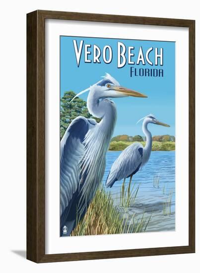 Blue Heron - Vero Beach, Florida-Lantern Press-Framed Art Print