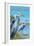 Blue Herons in Grass - Apalachicola, Florida-Lantern Press-Framed Art Print