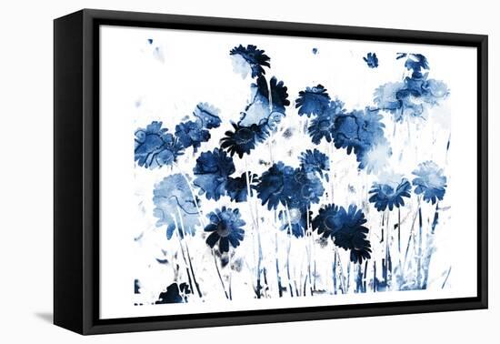 Blue Hues Flowers-Milli Villa-Framed Stretched Canvas