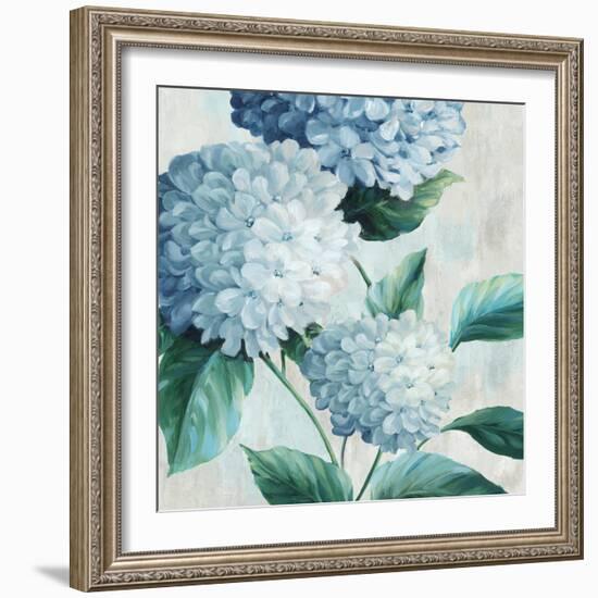 Blue Hydrangea Blooms I-Alex Black-Framed Art Print