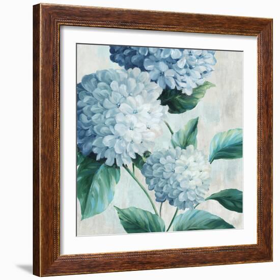 Blue Hydrangea Blooms I-Alex Black-Framed Art Print