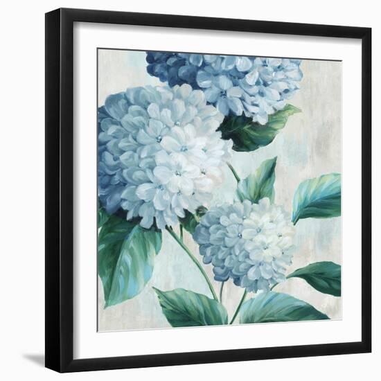 Blue Hydrangea Blooms I-Alex Black-Framed Art Print