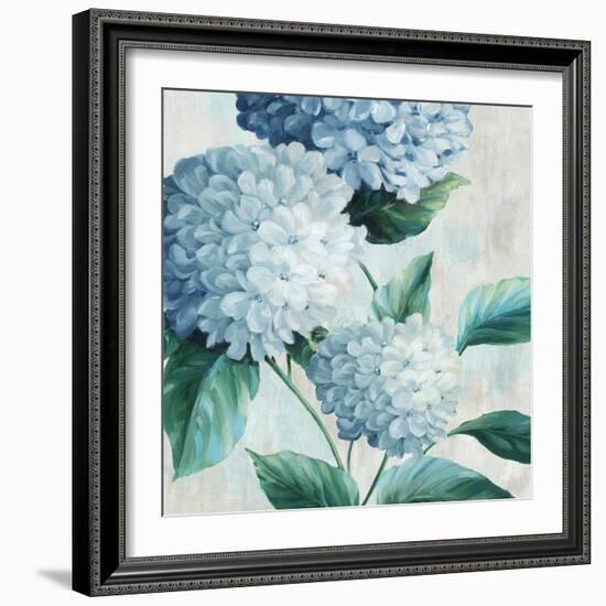 Blue Hydrangea Blooms I-Alex Black-Framed Art Print