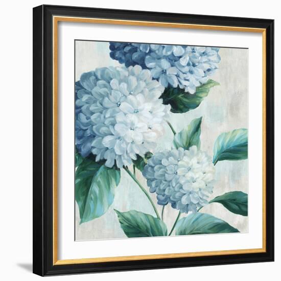 Blue Hydrangea Blooms I-Alex Black-Framed Art Print