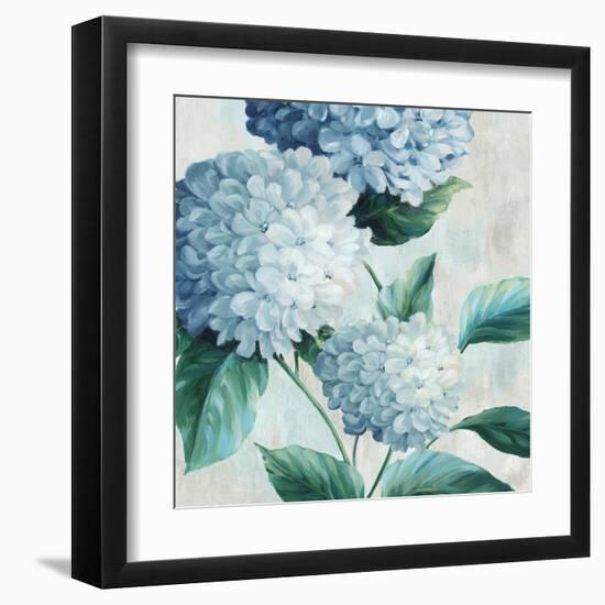 Blue Hydrangea Blooms I-Alex Black-Framed Art Print