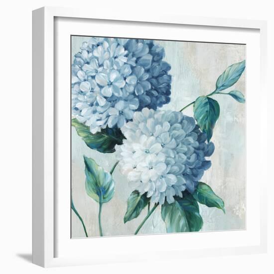 Blue Hydrangea Blooms II-Alex Black-Framed Art Print