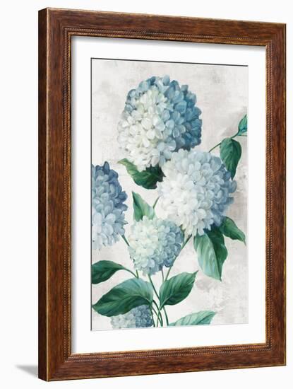 Blue Hydrangea Florals-Alex Black-Framed Art Print