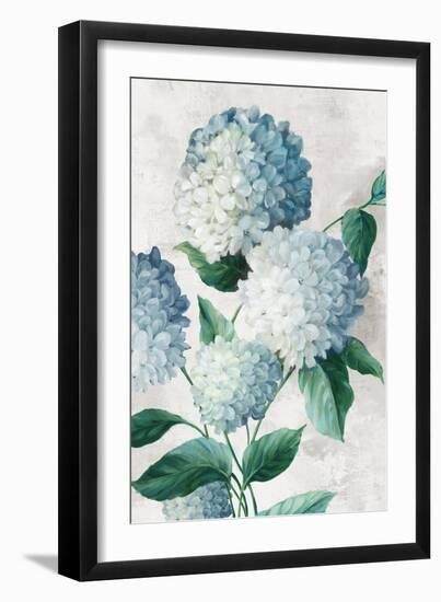 Blue Hydrangea Florals-Alex Black-Framed Art Print