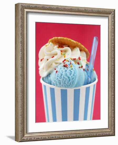 Blue Ice Cream in Tub with Sugar Sprinkles-Marc O^ Finley-Framed Photographic Print