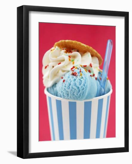 Blue Ice Cream in Tub with Sugar Sprinkles-Marc O^ Finley-Framed Photographic Print