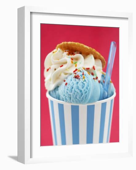 Blue Ice Cream in Tub with Sugar Sprinkles-Marc O^ Finley-Framed Photographic Print