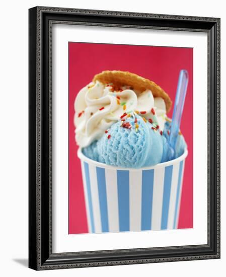 Blue Ice Cream in Tub with Sugar Sprinkles-Marc O^ Finley-Framed Photographic Print
