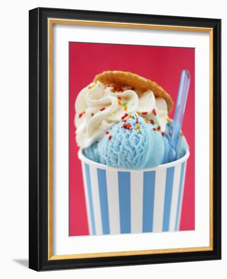 Blue Ice Cream in Tub with Sugar Sprinkles-Marc O^ Finley-Framed Photographic Print