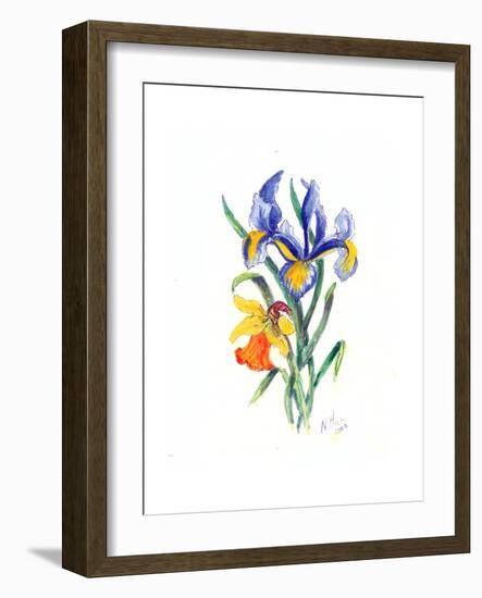 Blue Iris and Daffodil, 2002-Nell Hill-Framed Giclee Print