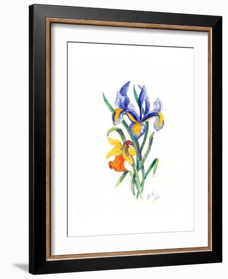 Blue Iris and Daffodil, 2002-Nell Hill-Framed Giclee Print