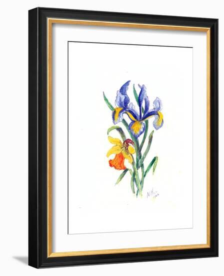 Blue Iris and Daffodil, 2002-Nell Hill-Framed Giclee Print