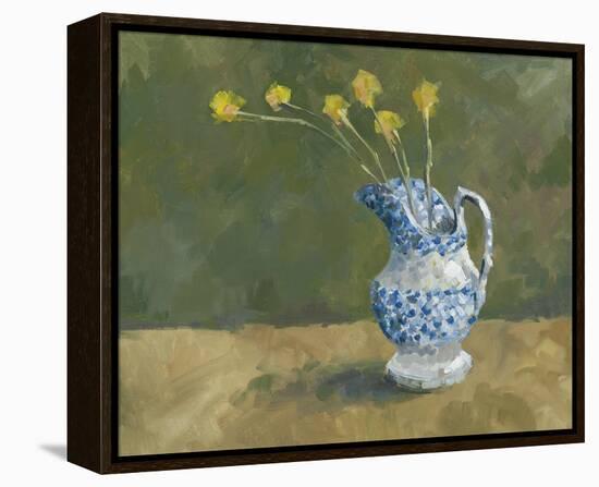 Blue Jug with Flowers-Steven Johnson-Framed Stretched Canvas