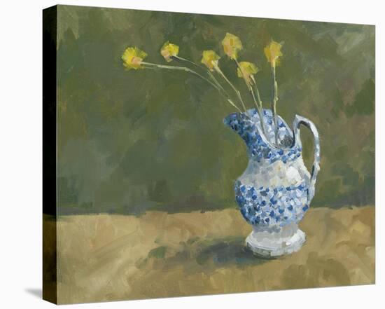 Blue Jug with Flowers-Steven Johnson-Framed Stretched Canvas