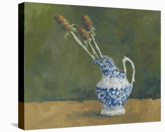 Blue Jug with Stems-Steven Johnson-Framed Stretched Canvas