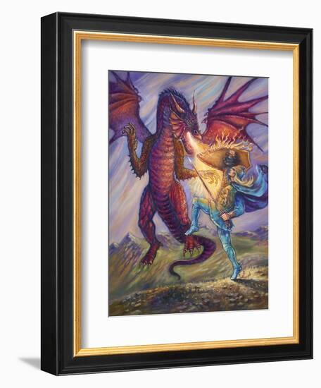 Blue Knight and Dragon-Judy Mastrangelo-Framed Giclee Print