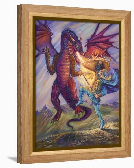Blue Knight and Dragon-Judy Mastrangelo-Framed Premier Image Canvas