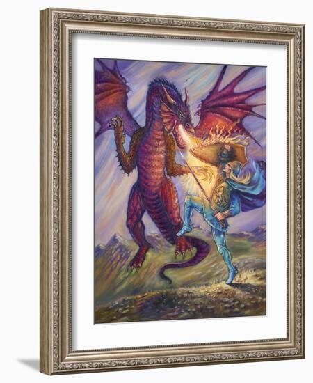 Blue Knight and Dragon-Judy Mastrangelo-Framed Giclee Print