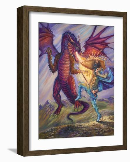 Blue Knight and Dragon-Judy Mastrangelo-Framed Giclee Print