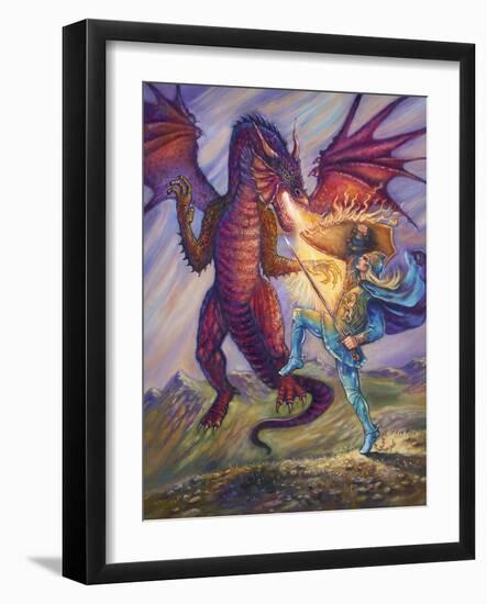 Blue Knight and Dragon-Judy Mastrangelo-Framed Giclee Print