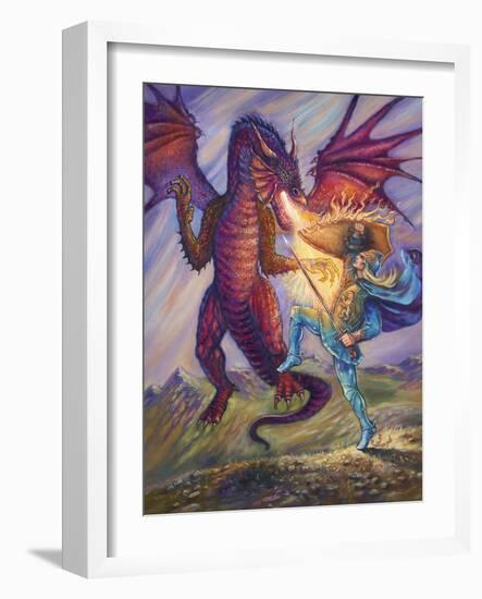 Blue Knight and Dragon-Judy Mastrangelo-Framed Giclee Print