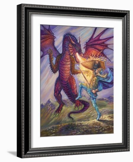 Blue Knight and Dragon-Judy Mastrangelo-Framed Giclee Print