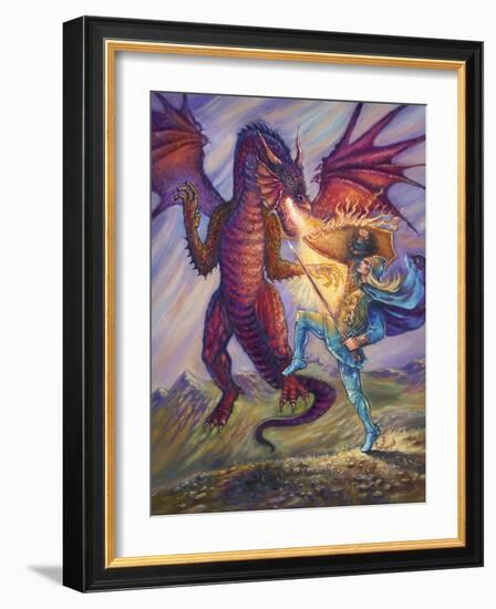 Blue Knight and Dragon-Judy Mastrangelo-Framed Giclee Print