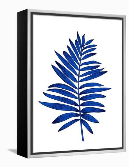 Blue Leaf Branch-Jasmine Woods-Framed Stretched Canvas