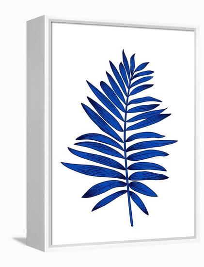 Blue Leaf Branch-Jasmine Woods-Framed Stretched Canvas