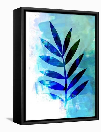 Blue Leaf Watercolor III-Jasmine Woods-Framed Stretched Canvas