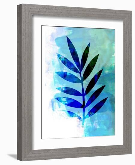 Blue Leaf Watercolor III-Jasmine Woods-Framed Art Print