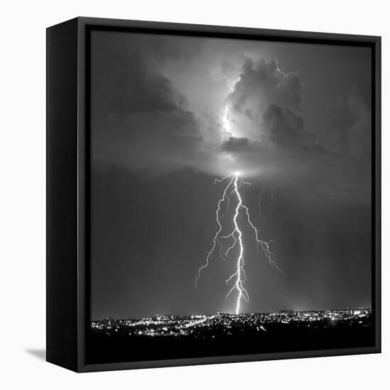 Blue Lightning Sq BW-Douglas Taylor-Framed Stretched Canvas