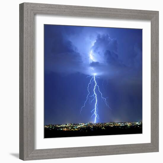 Blue Lightning Sq-Douglas Taylor-Framed Photo