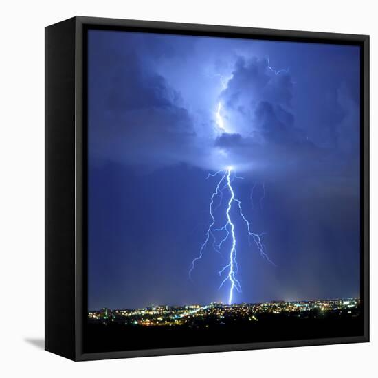 Blue Lightning Sq-Douglas Taylor-Framed Stretched Canvas