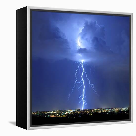 Blue Lightning Sq-Douglas Taylor-Framed Stretched Canvas