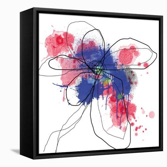 Blue Liquid Flower-Jan Weiss-Framed Stretched Canvas